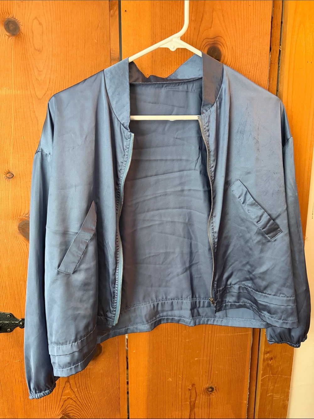 Satin Blue Women's Bomber Jacket
